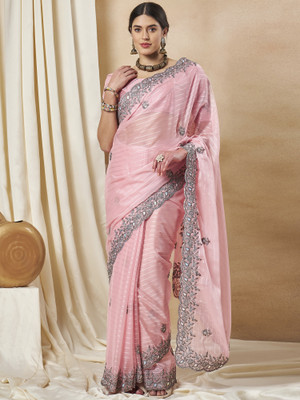 Divastri Embellished Bollywood Georgette Saree(Pink)