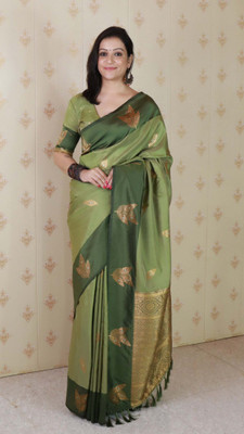 FASHION STROM Woven Bollywood Silk Blend Saree(Light Green)