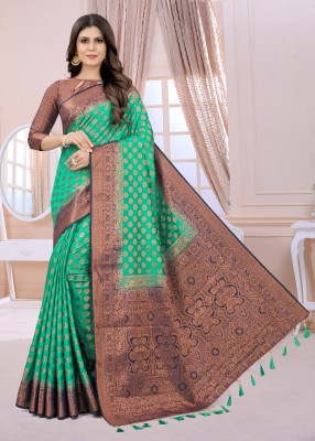 BHUVA BROTHERS Self Design Kanjivaram Cotton Silk Saree(Multicolor)