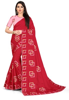 karm creation Embroidered Bollywood Silk Blend Saree(Pink)