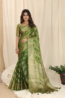 FINE WEAR Self Design Banarasi Cotton Silk Saree(Multicolor)