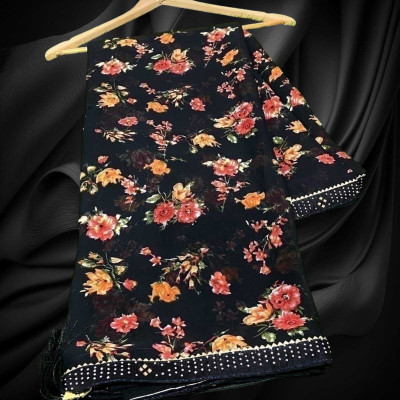AGV Printed Bandhani Chiffon Saree(Black)