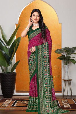 Kanooda Prints Printed Daily Wear Georgette Saree(Maroon)