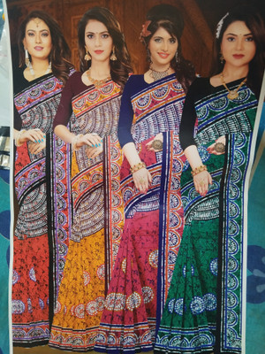 SNSF Printed Bollywood Cotton Blend Saree(Multicolor)