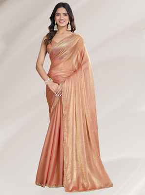 Croza Solid/Plain Bollywood Silk Blend Saree(Multicolor)