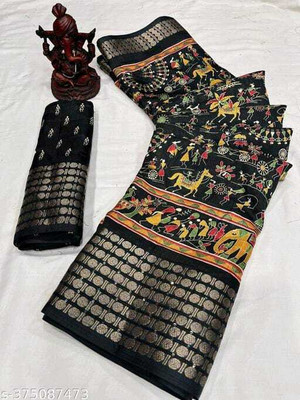 Dhanlaxmi CreationLLP Embellished Daily Wear Crepe Saree(Black)
