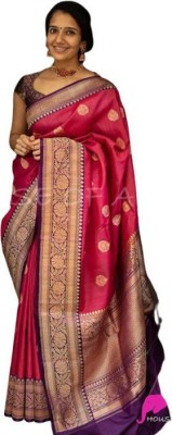 krishnas Woven Banarasi Pure Silk Saree(Pink)