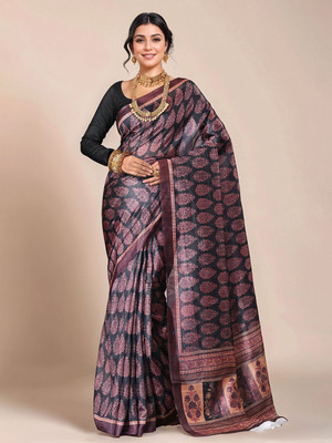 ANOUK Printed Bollywood Polyester Saree(Black, Pink)