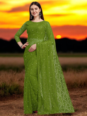NORAFLEXx Printed Bollywood Brasso Saree(Green)
