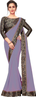FIERTE Solid/Plain Bollywood Georgette Saree(Purple)