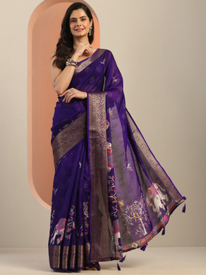 LIBAS Printed Daily Wear Georgette Saree(Purple)