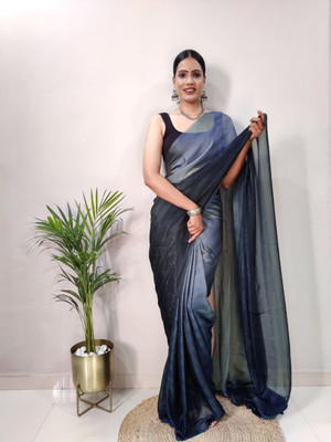 Riddhi textile Hub Striped Manipuri Chiffon Saree(Grey)