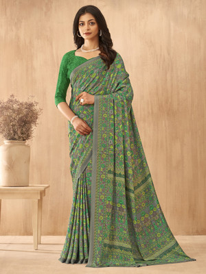 Divastri Printed Daily Wear Crepe Saree(Grey)