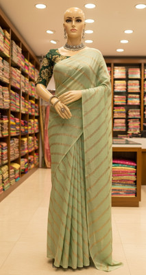 DIATRENDY Floral Print Saree with Attached Blouse Silk Blend Saree(Multicolor, Green)