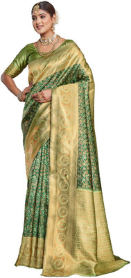 PremVastra Self Design Bollywood Silk Blend Saree(Green)