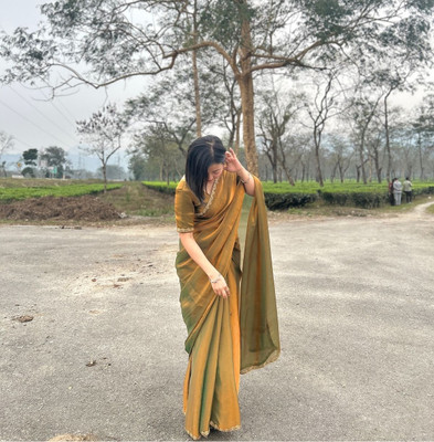 Moda Rapido Embroidered Bollywood Chiffon Saree(Mustard)