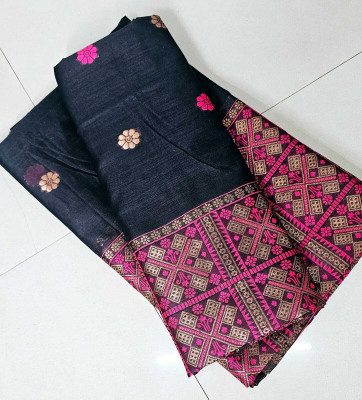 collctionmekhla Woven Mekhela Chador Pure Cotton Saree(Black)