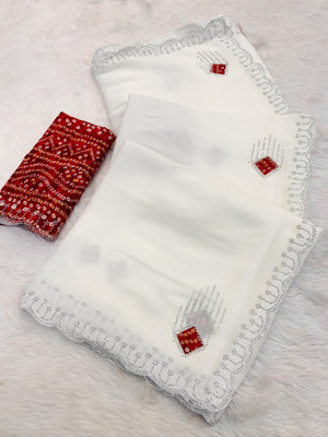 Vastramsarees Embroidered Bollywood Jimmy choo Saree(White)