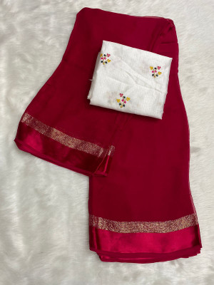 ELEGENCE FAB Solid/Plain Bollywood Viscose Rayon Saree(Purple)
