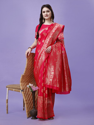 Divastri Woven, Self Design Kanjivaram Pure Silk, Jacquard Saree(Red)