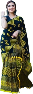 Sheden Lopez Creation Woven Mekhela Chador Pure Cotton Saree(Black)