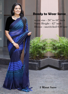 Riddhi textile Hub Printed Bollywood Georgette Saree(Dark Blue)