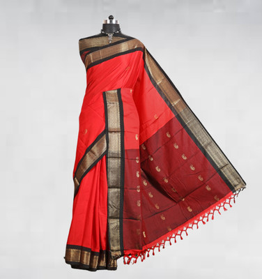 AS CREATION Self Design Kanjivaram Silk Blend Saree(Multicolor)