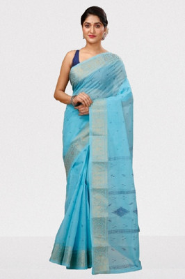 Happy Creation Woven Jamdani Handloom Cotton Blend Saree(Pack of 2, Multicolor)