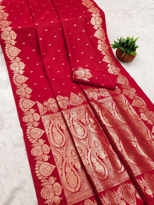 SHREEKHODIYARST Woven Banarasi Jacquard, Pure Silk Saree(Red)
