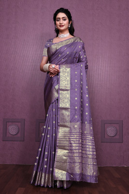 Aika Printed Banarasi Pure Silk Saree(Purple)