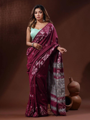 Rnn Saree Self Design Handloom Cotton Silk Saree(Maroon)