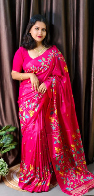 Suto Woven Berhampuri Art Silk Saree(Pink)