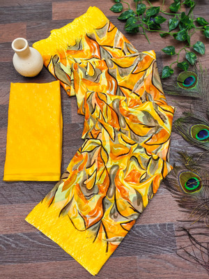 Anand Sarees Printed Daily Wear Georgette Saree(Yellow, Orange)