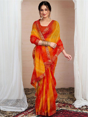 NITYA CREATION Embroidered Baluchari Georgette Saree(Multicolor)