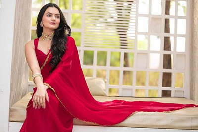 BHAGYAVATI DESIGNER Self Design Bollywood Chiffon Saree(Red)