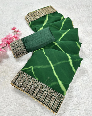 Damru trendz Printed Daily Wear Georgette Saree(Green)