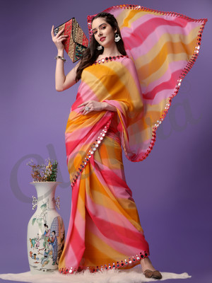 Bluebirdimpex Self Design Bollywood Georgette Saree(Multicolor)
