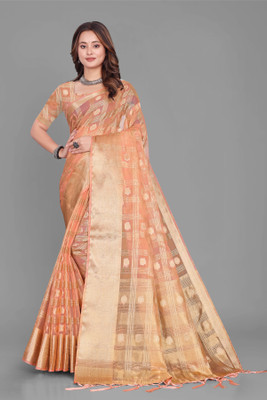 Aarunika SBT Solid/Plain Bollywood Organza Saree(Cream)