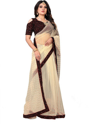 DDRS Fashion Self Design Bollywood Net Saree(Gold)