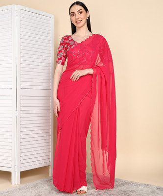 Divastri Embellished Bollywood Georgette Saree(Pink)