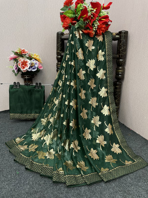 Karyavar Printed Bollywood Lycra Blend Saree(Green)