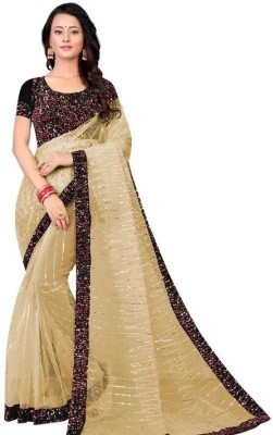 Mb Fashion Embroidered Bollywood Net Saree(Gold)