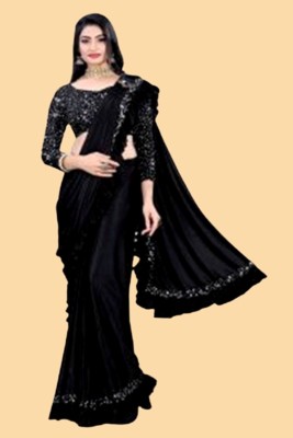 A To Z Cart Embroidered Bollywood Lycra Blend Saree(Black)