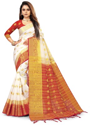 ANISSA SAREE Woven Banarasi Art Silk Saree(Cream)