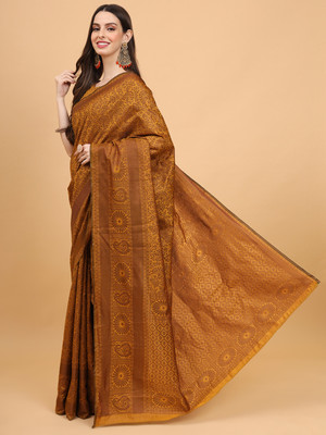SHRIMAY Woven Kanjivaram Silk Blend Saree(Mustard)