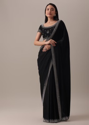 Febo Fashion Embroidered Bollywood Georgette Saree(Black)