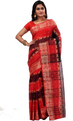 DipDiya Self Design, Woven Tant Pure Cotton Saree(Red)