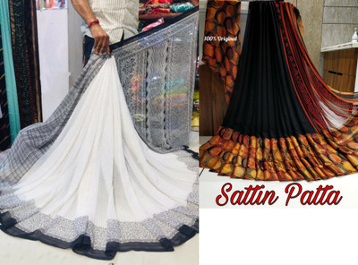 Sitanjali Polka Print Bollywood Georgette Saree(Pack of 2, Black)