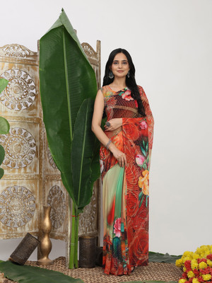 SCFO Floral Print Daily Wear Polyester Saree(Multicolor)
