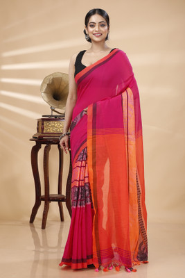GitAsit Woven Handloom Pure Cotton Saree(Multicolor)